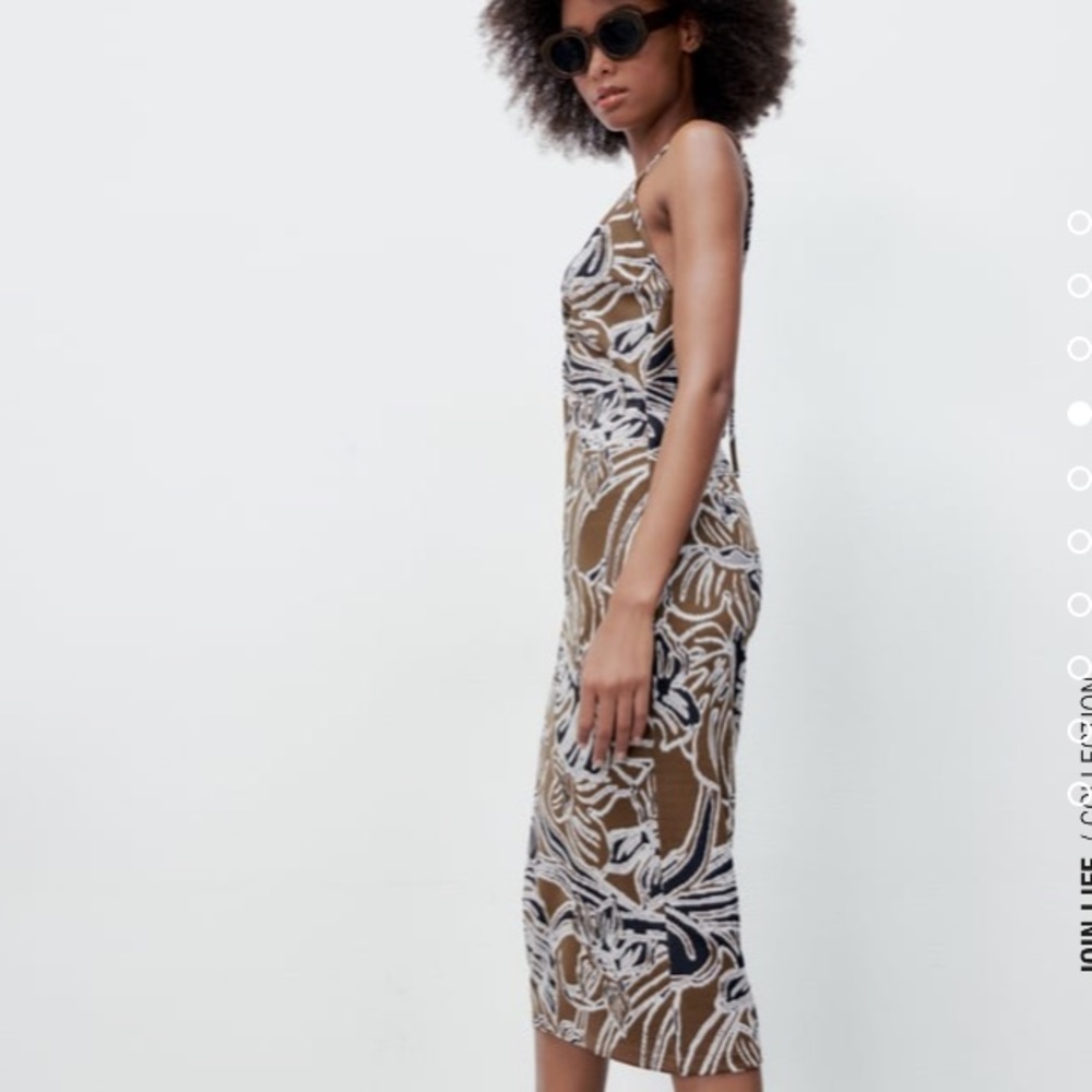 ZARA jacquard  back out midi dress - Picture 4 of 9